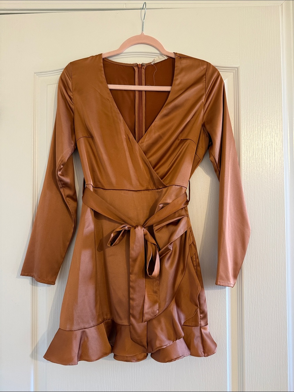 Altar'd State Copper-Tone Satin Wrap Dress